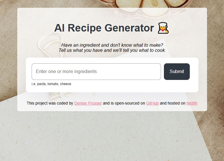 Recipe generator preview